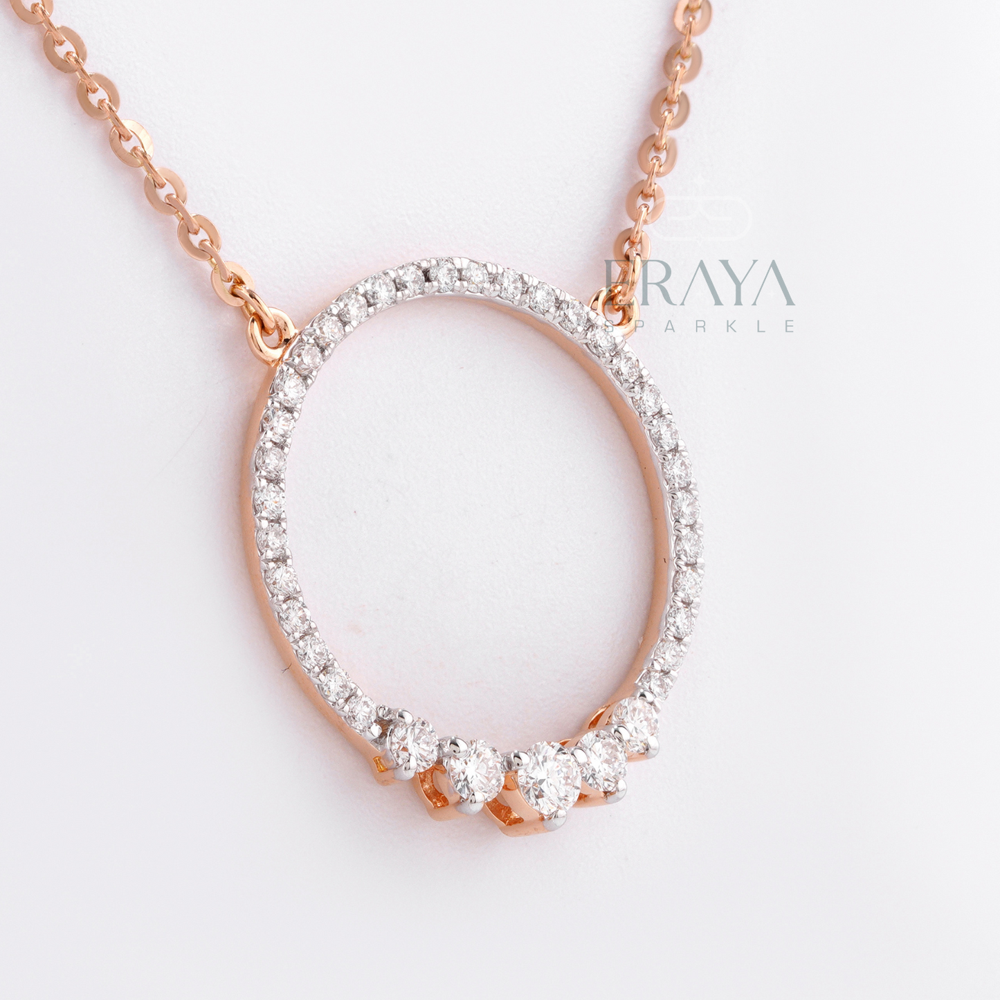 Luxury gift box with rose gold circle diamond pendant - bridal and anniversary gift