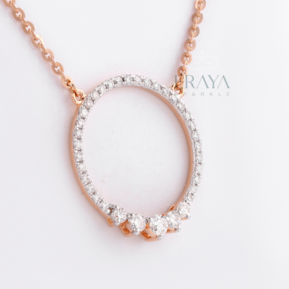 Luxury gift box with rose gold circle diamond pendant - bridal and anniversary gift