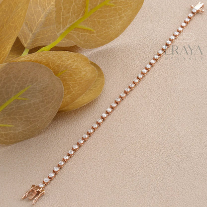 Side view of Eraya floral tennis bracelet showing box clasp and detail