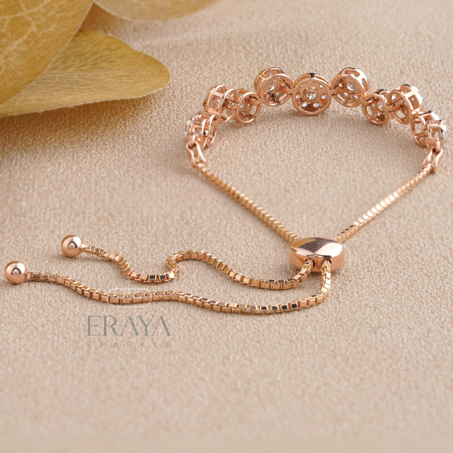 Eraya adjustable diamond bracelet for women in rose gold