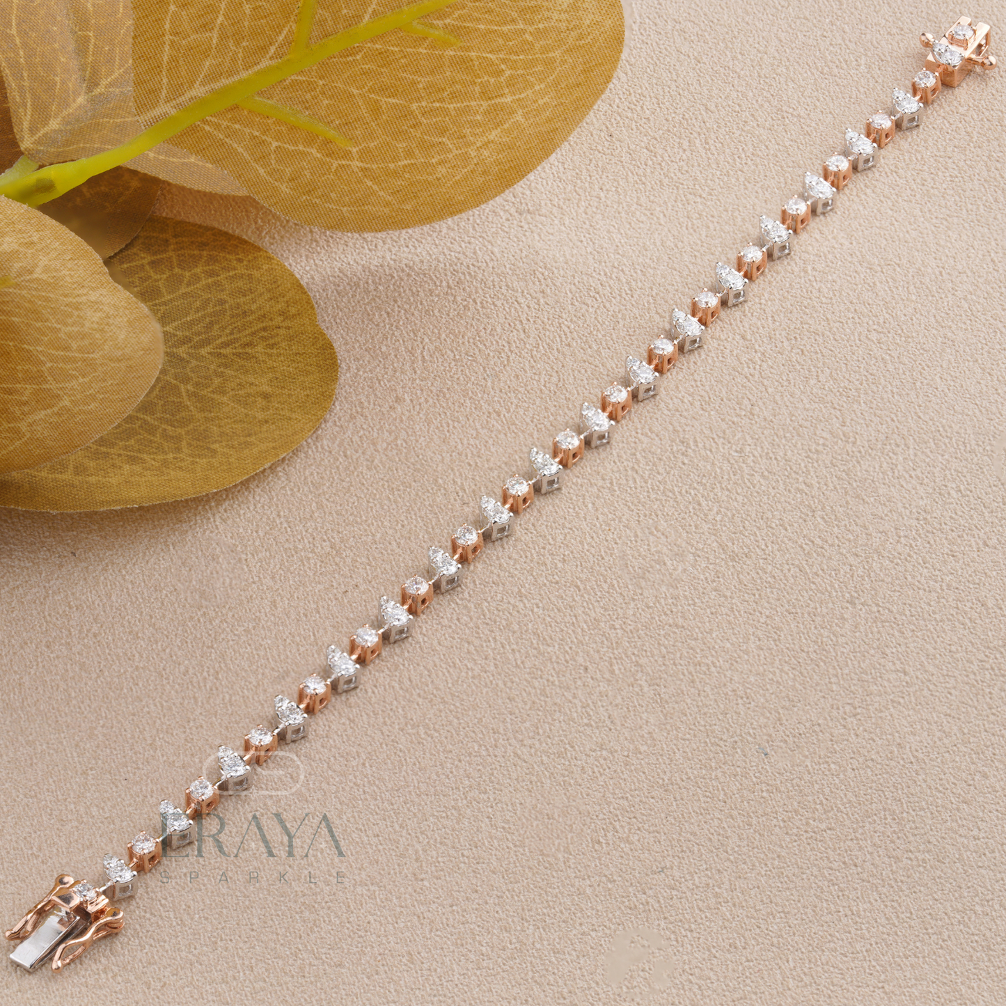 Elegant tennis bracelet women in rose gold by Eraya