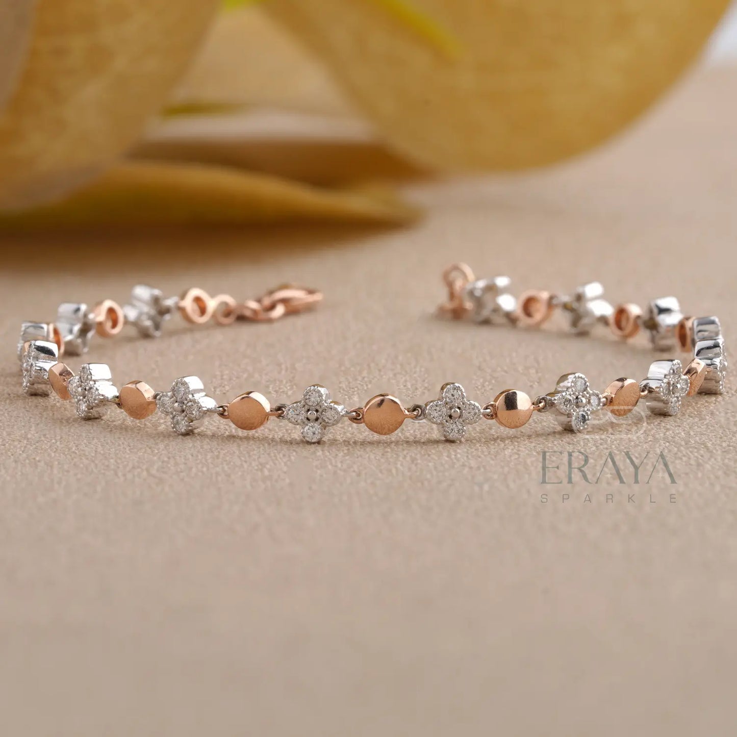 Floral design lab grown diamond tennis bracelet – GIA certified jewellery