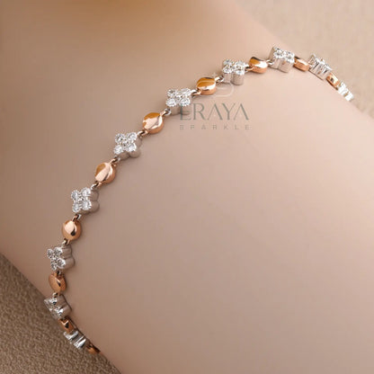 Eraya floral lab grown diamond tennis bracelet for women in rose gold