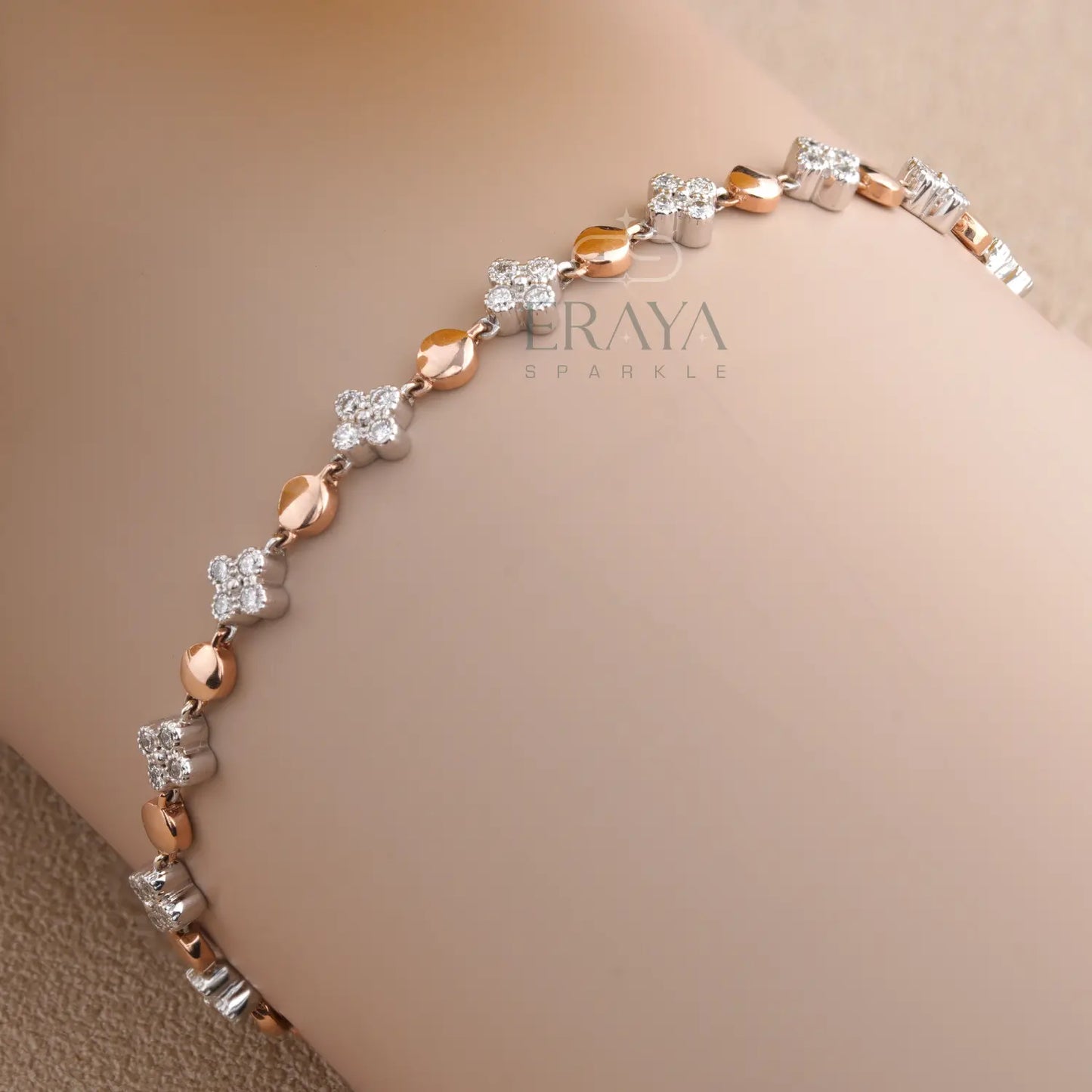 Eraya dainty lab grown diamond tennis bracelet for women in rose gold