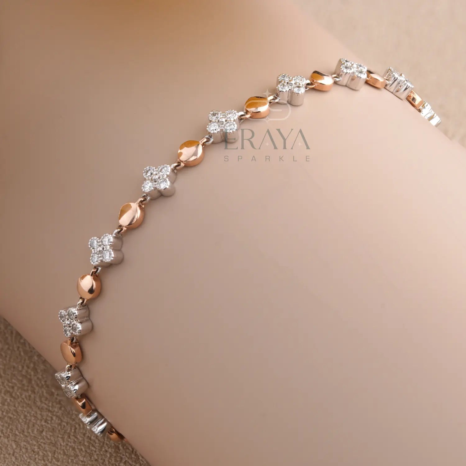 Eraya dainty lab grown diamond tennis bracelet for women in rose gold