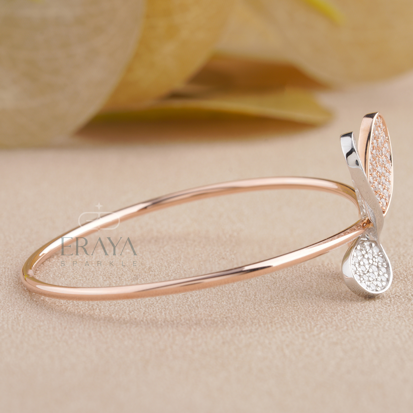 Rose gold butterfly gold charm bracelet with lab grown diamonds