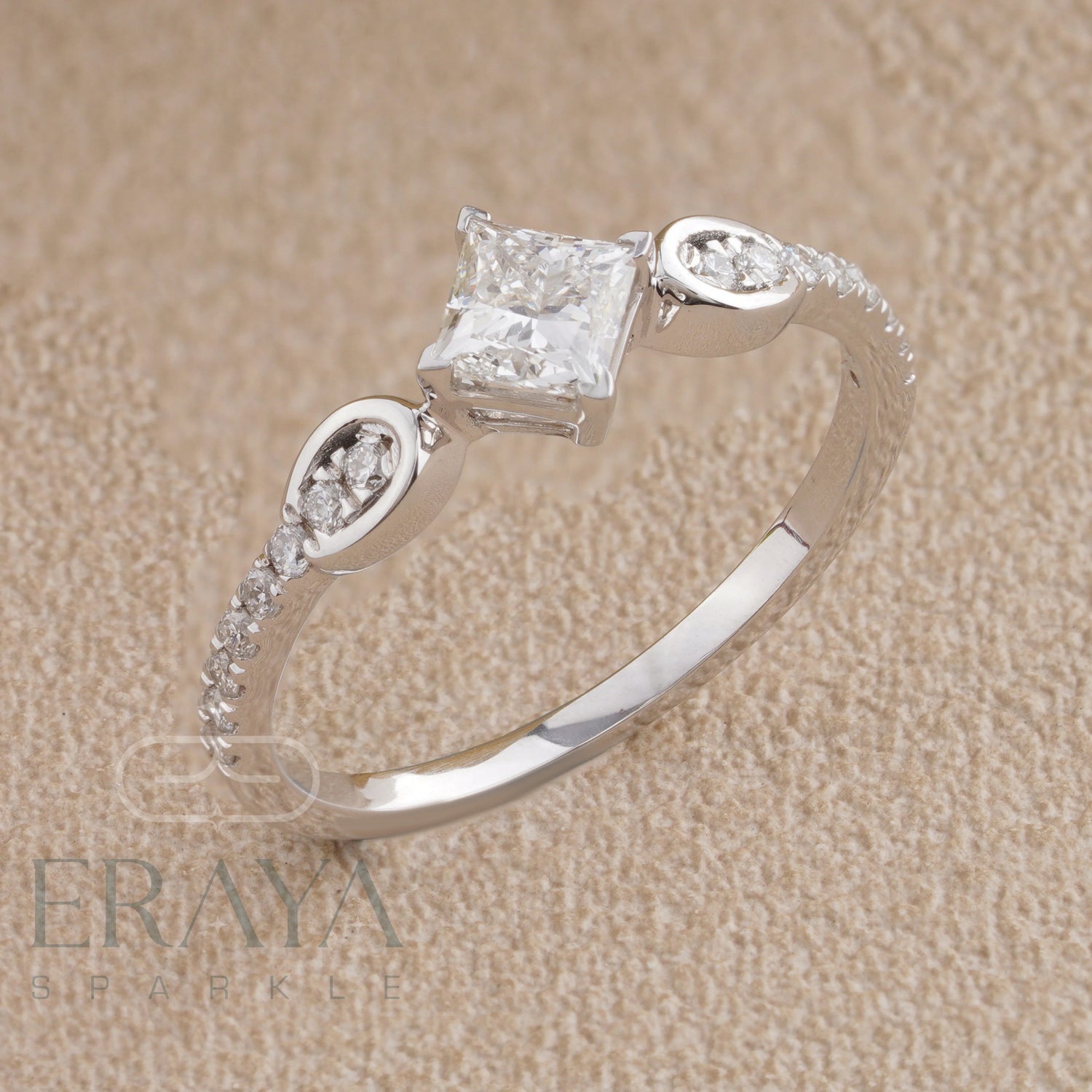 Princess Cut lab grown Diamond Ring – Lab Grown – Custom Engagement Ring – Dainty Gold Ring Gift - erayasparkle