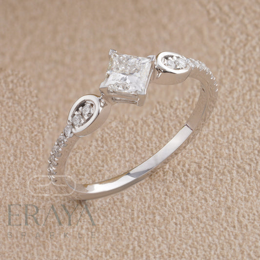 Princess Cut lab grown Diamond Ring – Lab Grown – Custom Engagement Ring – Dainty Gold Ring Gift - erayasparkle