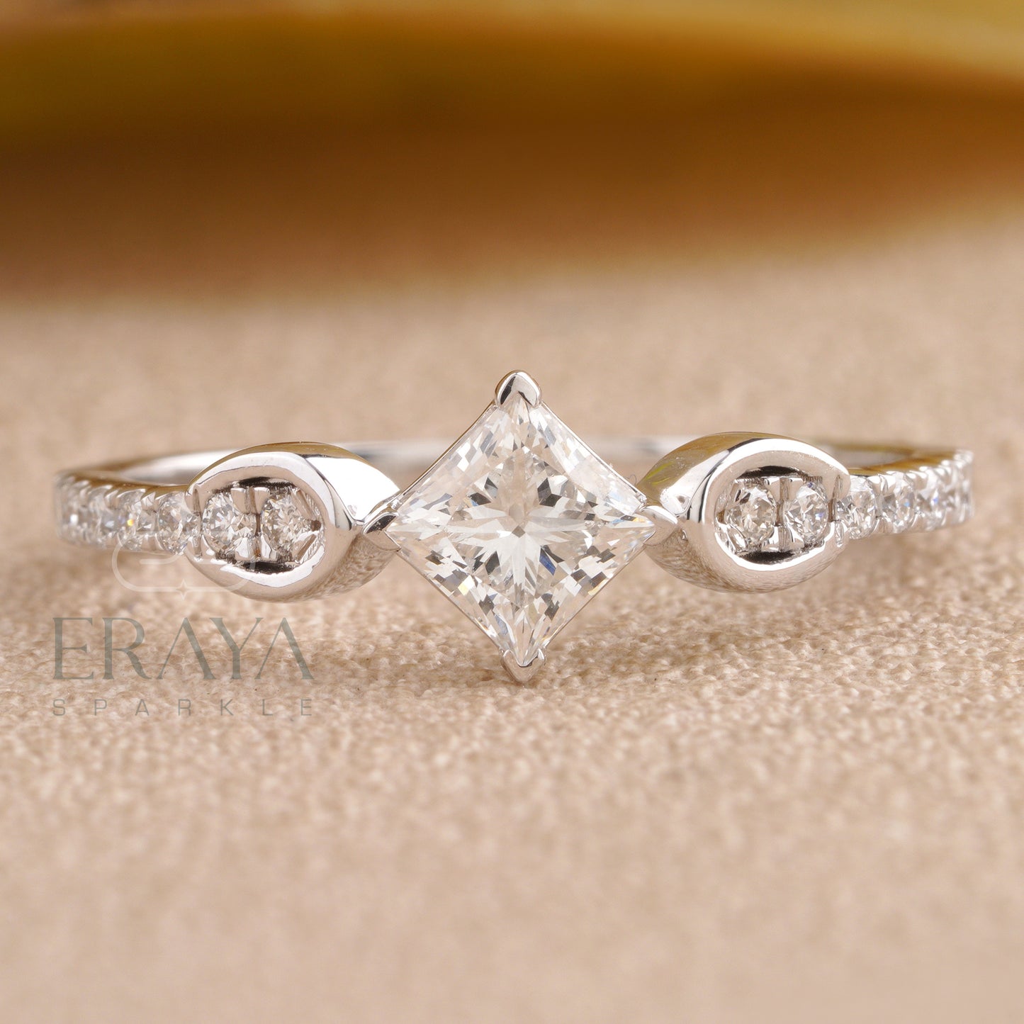 Princess Cut lab grown Diamond Ring – Lab Grown – Custom Engagement Ring – Dainty Gold Ring Gift - erayasparkle