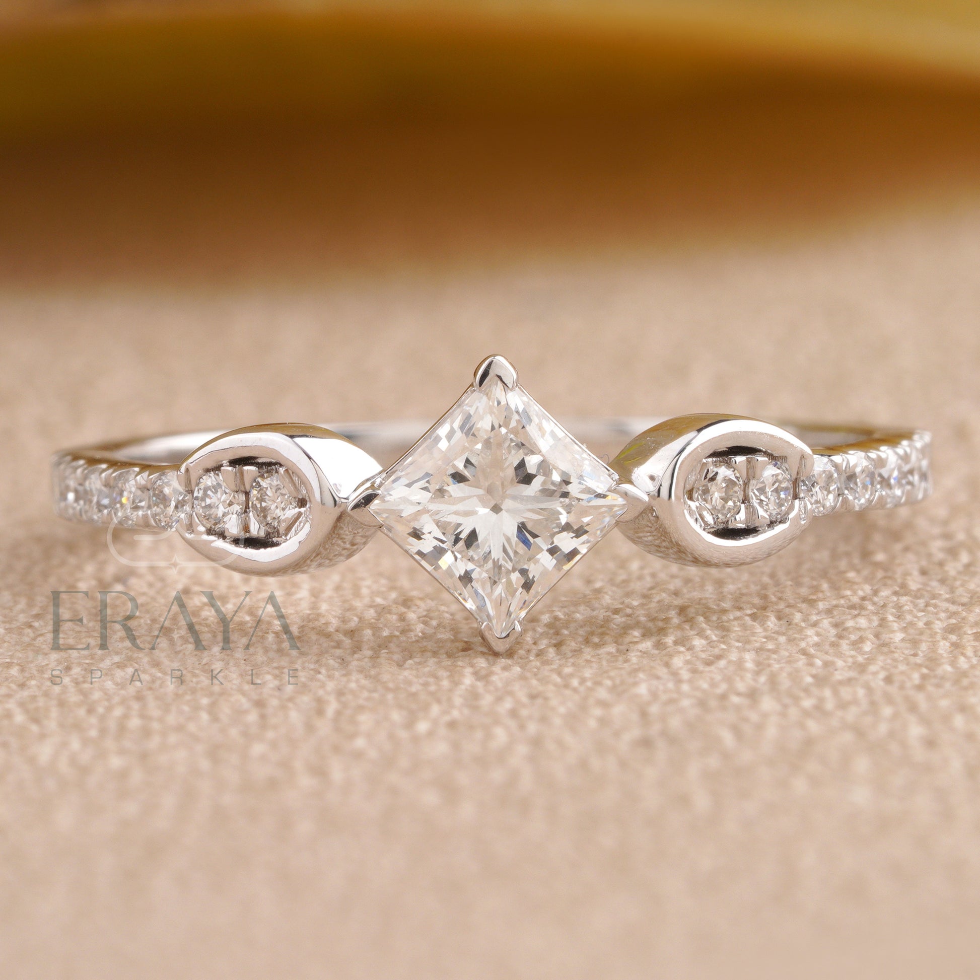 Princess Cut lab grown Diamond Ring – Lab Grown – Custom Engagement Ring – Dainty Gold Ring Gift - erayasparkle