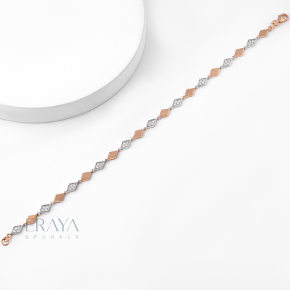 Luxury gift box with two-tone diamond shape bracelet – modern geometric jewellery
