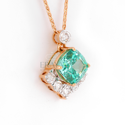 Premium gift box with handmade green cushion cut pendant - perfect anniversary & wedding jewelry
