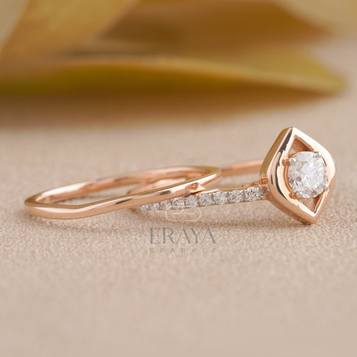 Side profile showing prong gallery, band stacking fit, and stone height