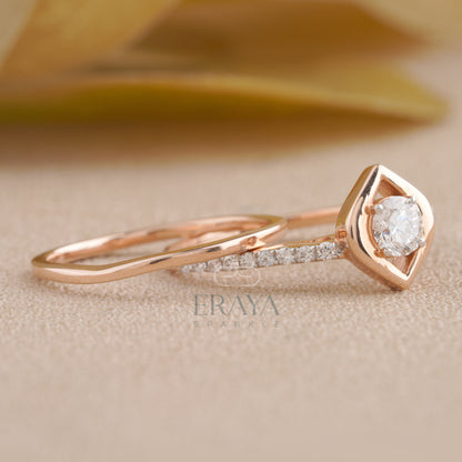 Side profile showing prong gallery, band stacking fit, and stone height