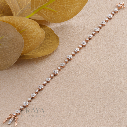Rose gold artificial diamond floral tennis bracelet by Eraya