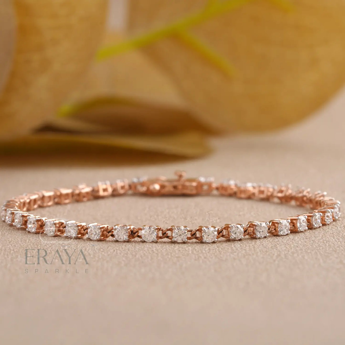 Eraya bracelet on wrist — dainty floral diamond tennis bracelet styling