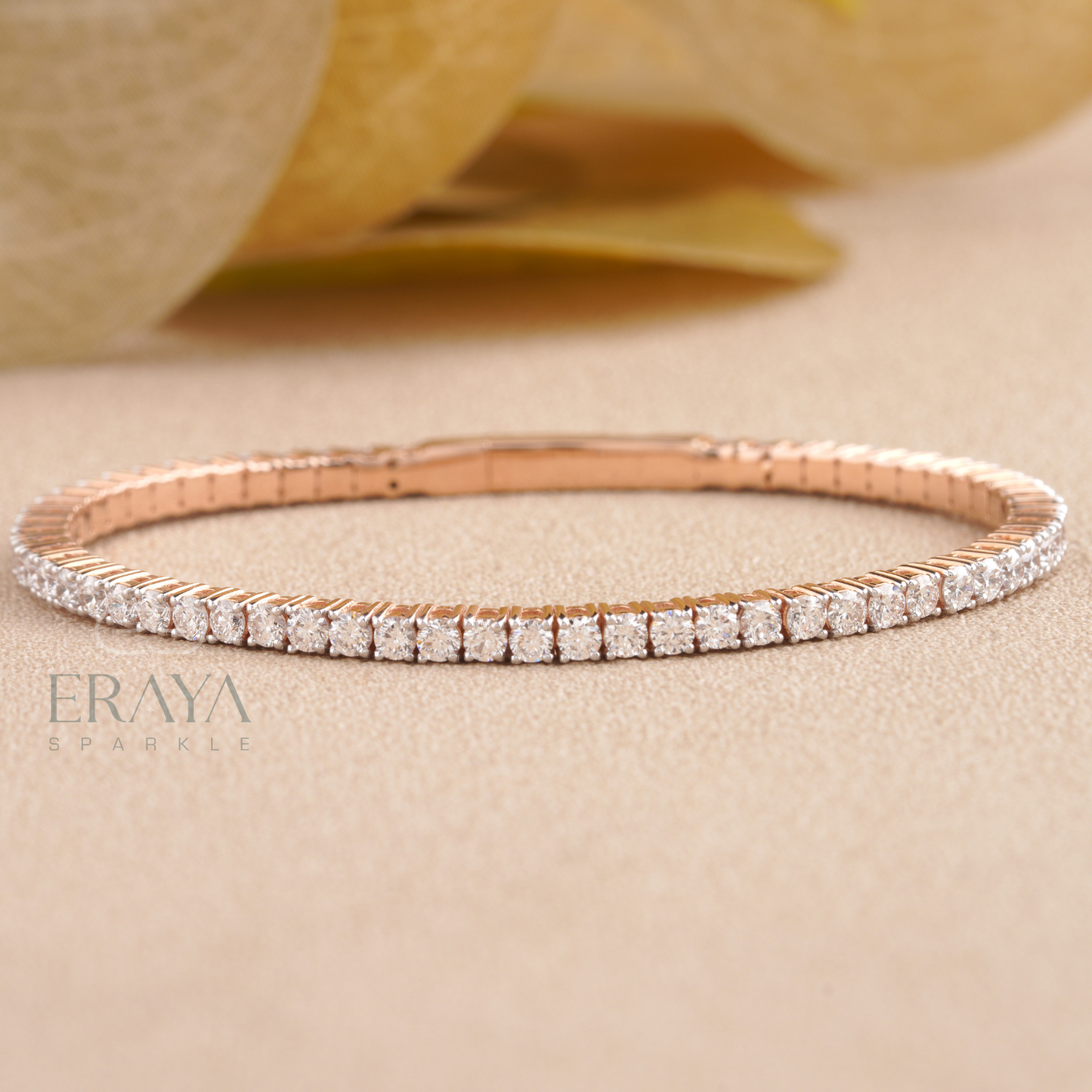 Dainty rose gold 14k gold tennis bracelet by Eraya