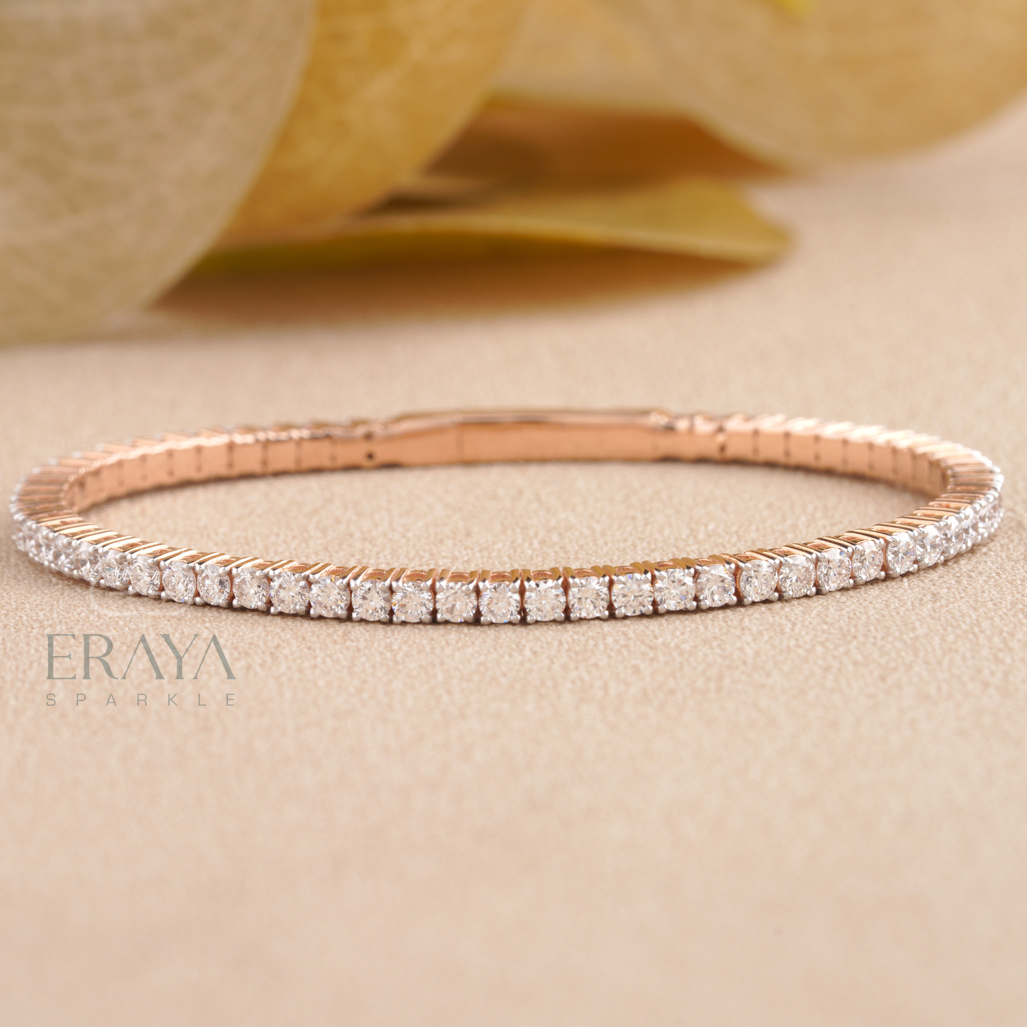 Dainty rose gold 14k gold tennis bracelet by Eraya