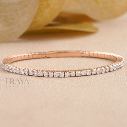 Dainty rose gold 14k gold tennis bracelet by Eraya