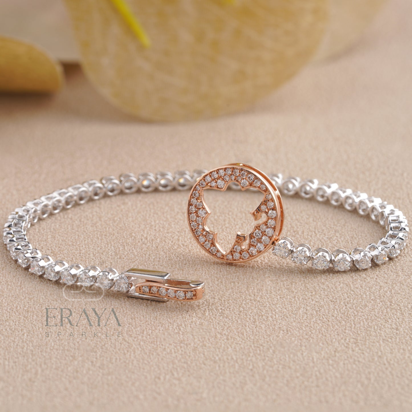 Eraya gold diamond bracelet displayed on wrist