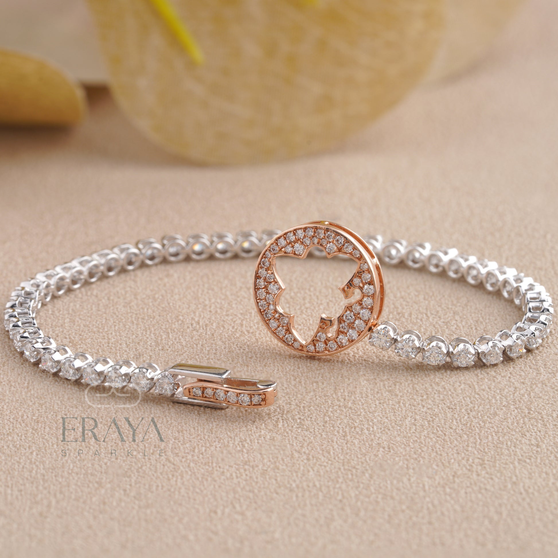 Eraya gold diamond bracelet displayed on wrist