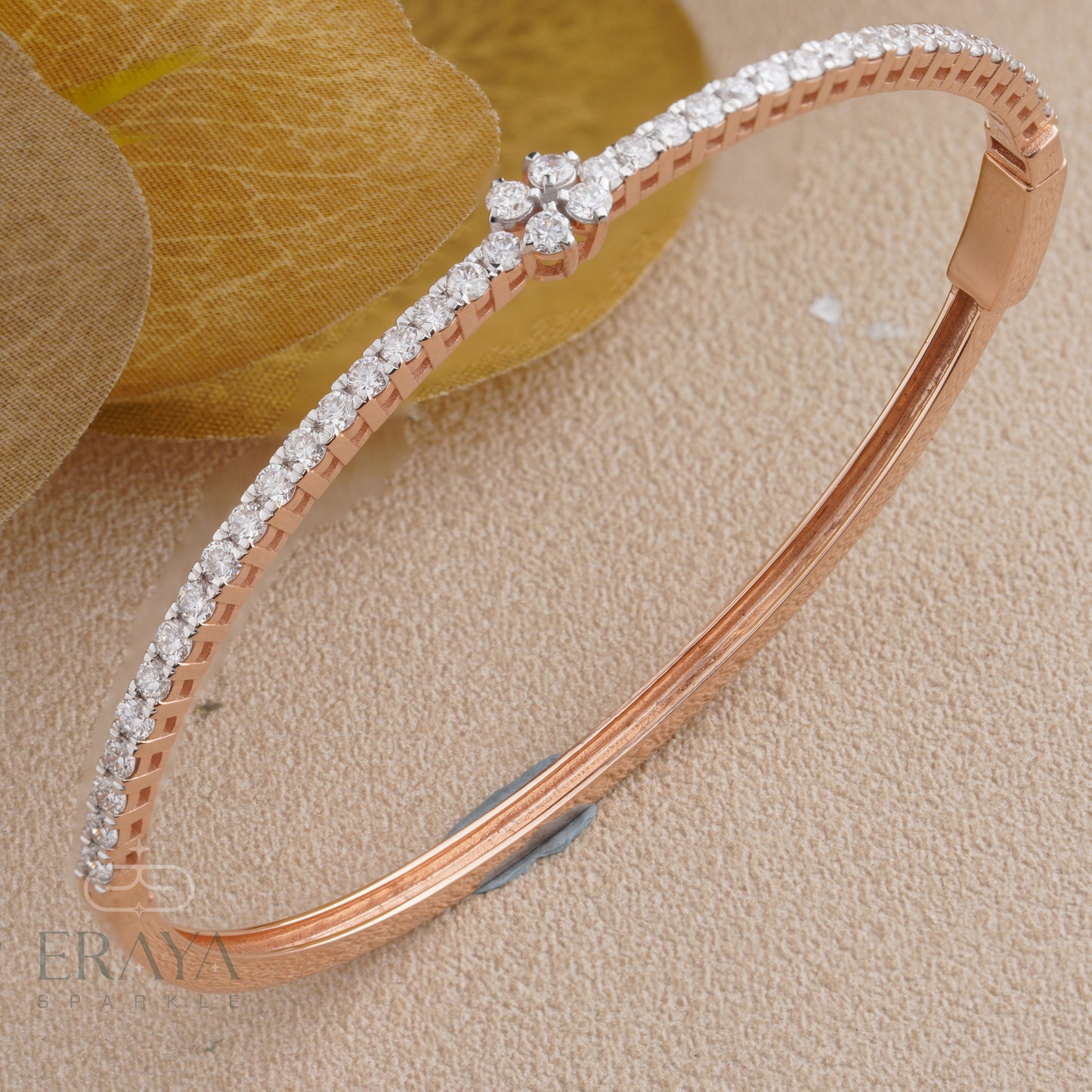 Floral cluster tennis bracelet with certified diamonds Eraya