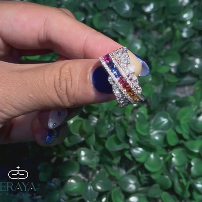 Rainbow Princess Ring with Lab Grown Diamond