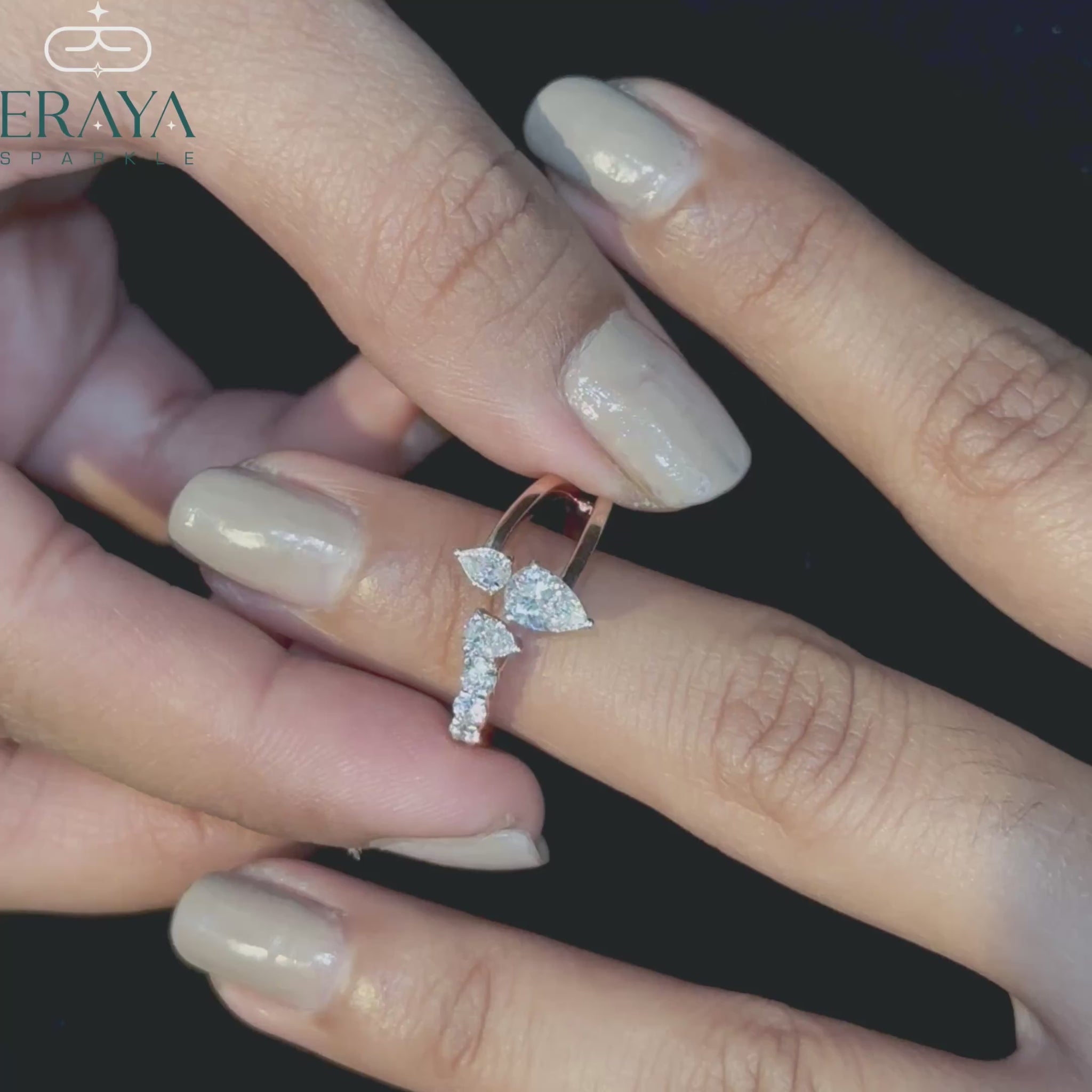 Custom white gold pear cut bridal ring