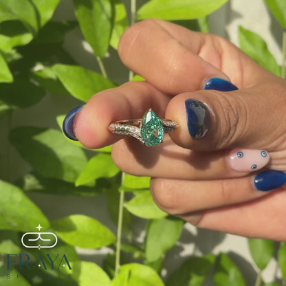 Teal Stone Lab Diamond – Rose Gold Ring