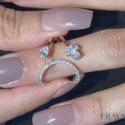 360-degree rotation of floral lab-grown diamond ring showcasing vine design and sparkle