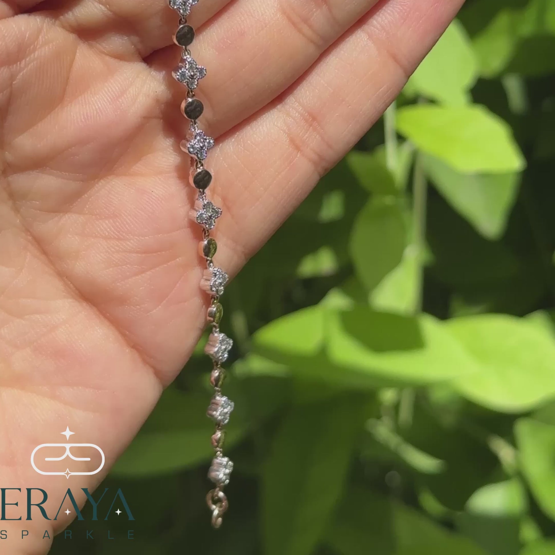 Eraya lab grown diamond tennis bracelet women – floral design 360° view