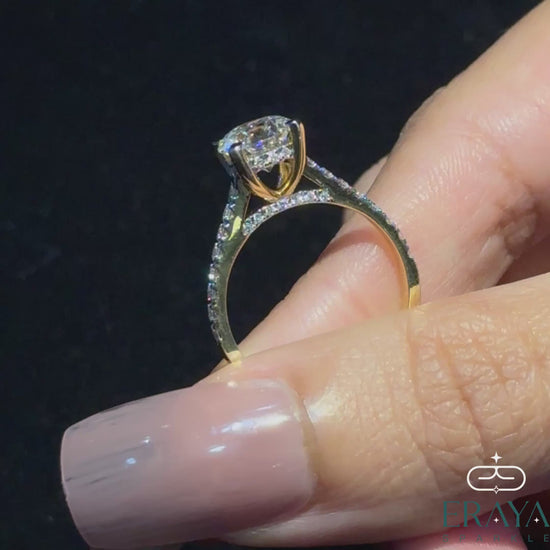 Eco-friendly diamond engagement ring in yellow gold