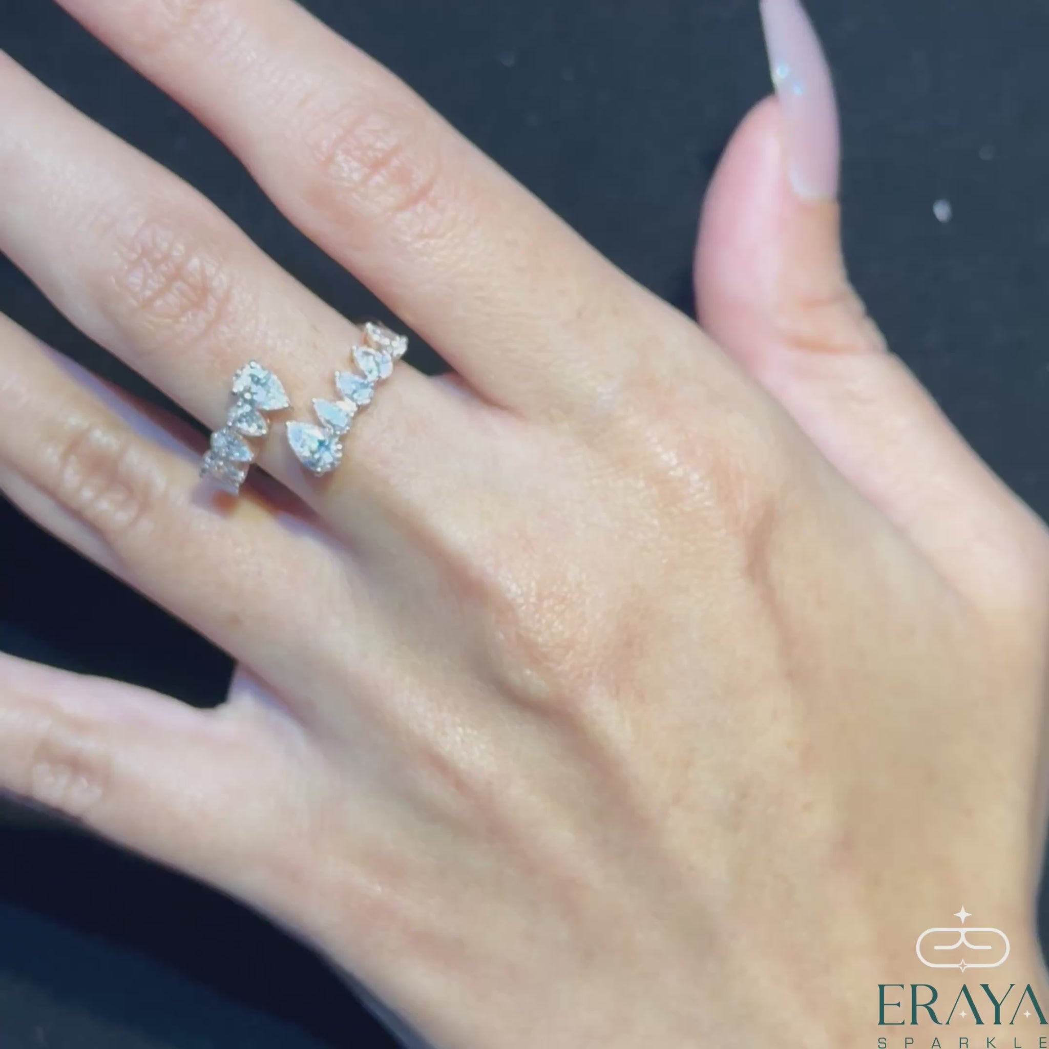 Video of ERAYA ring worn on finger showing scale, fit, and movement