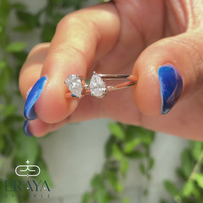 Toi et Moi Promise Ring with Lab Diamond