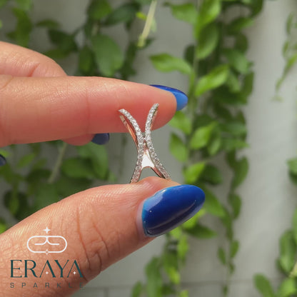 Criss-Cross Stackable Ring with Lab Grown Diamond