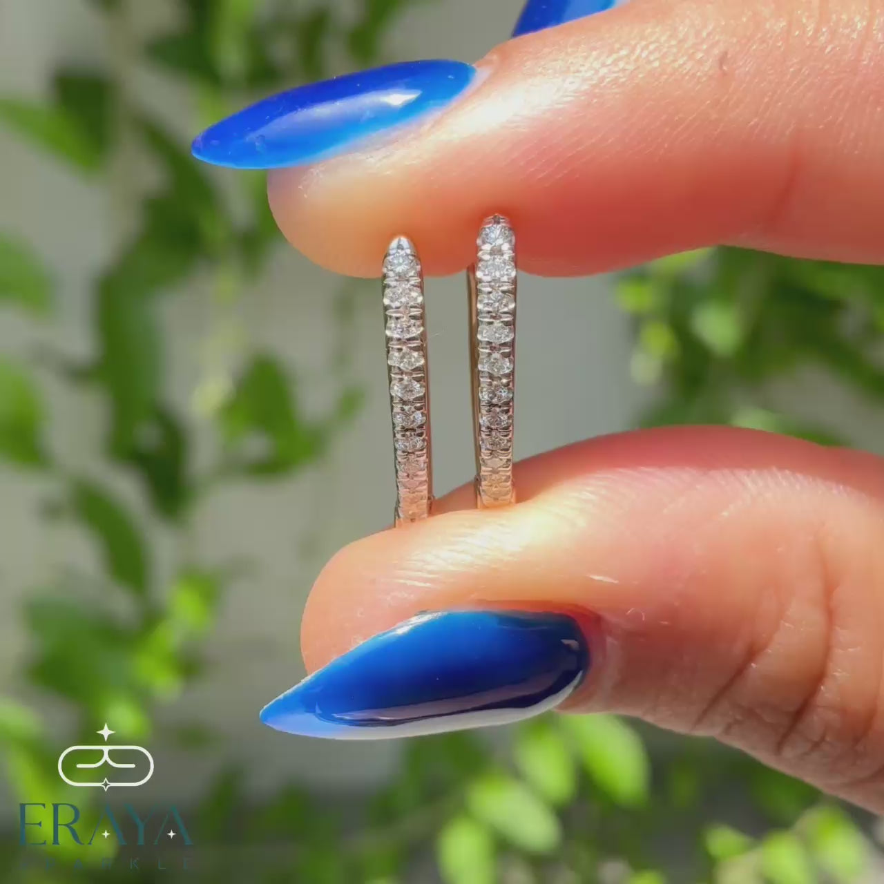 rose-gold-diamond-hoops-model-wearing-360-view