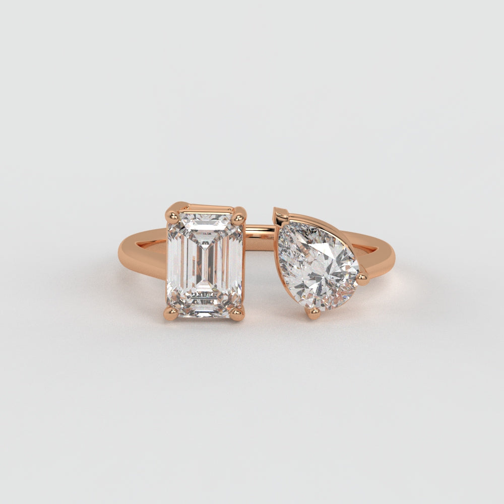 Emerald & Pear Ring – Lab-Grown Diamond Ring - erayasparkle