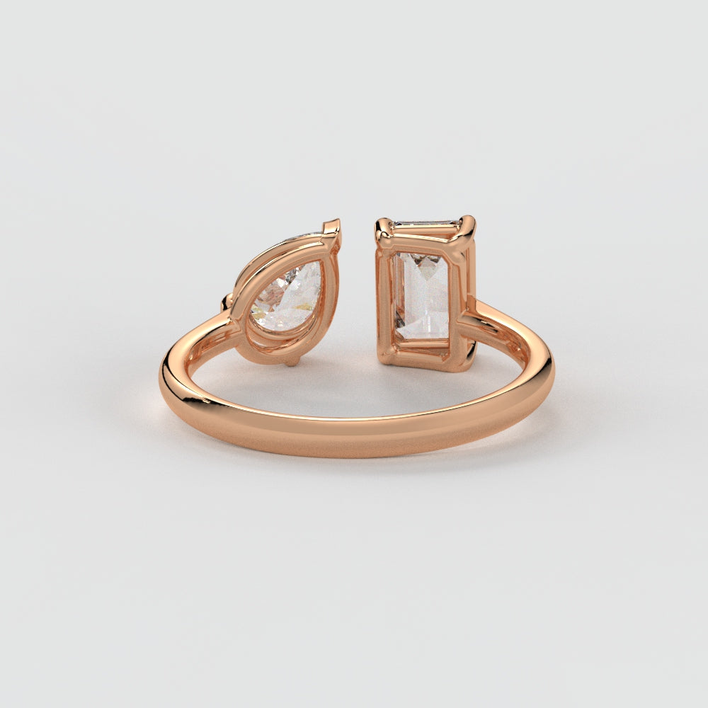 Emerald & Pear Ring – Lab-Grown Diamond Ring - erayasparkle