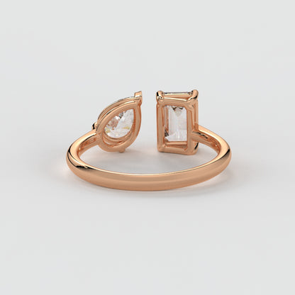 Emerald & Pear Ring – Lab-Grown Diamond Ring - erayasparkle