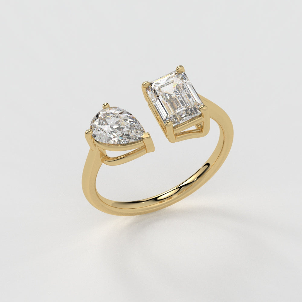 Emerald & Pear Ring – Lab-Grown Diamond Ring - erayasparkle
