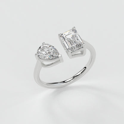 Emerald & Pear Ring – Lab-Grown Diamond Ring - erayasparkle